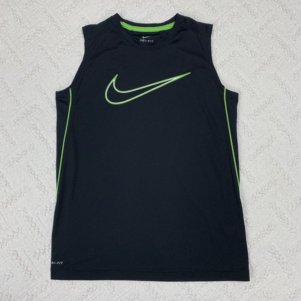 Nike Tank Top Youth Large Black Dri-Fit Sleeveless Running Workout Breathable
